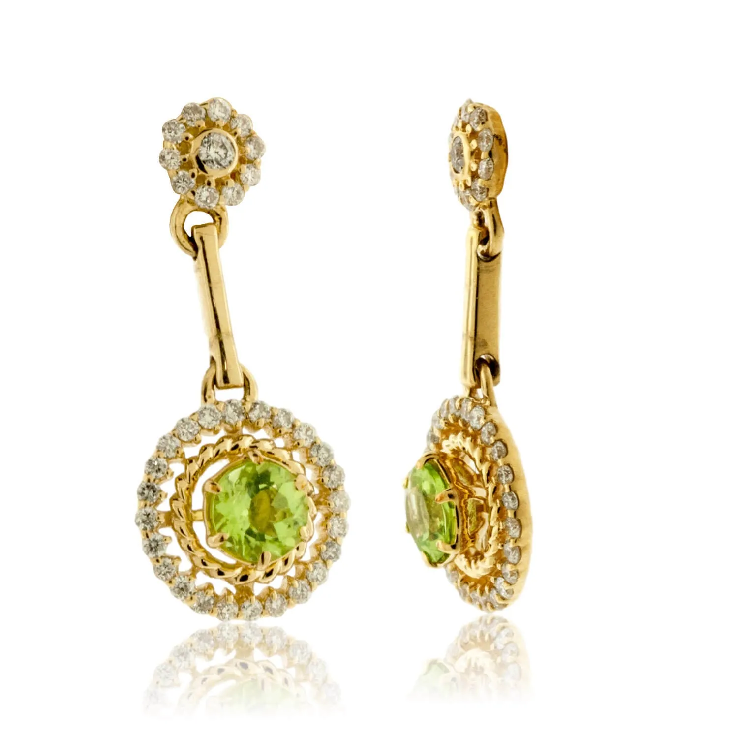 Peridot and Diamond Drop Style Earrings