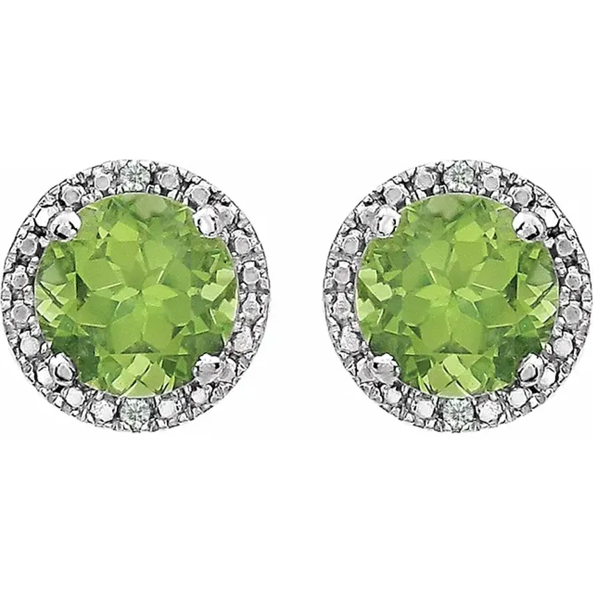 Peridot   Diamond Halo Studs