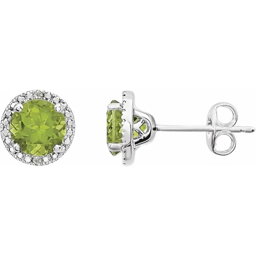 Peridot   Diamond Halo Studs