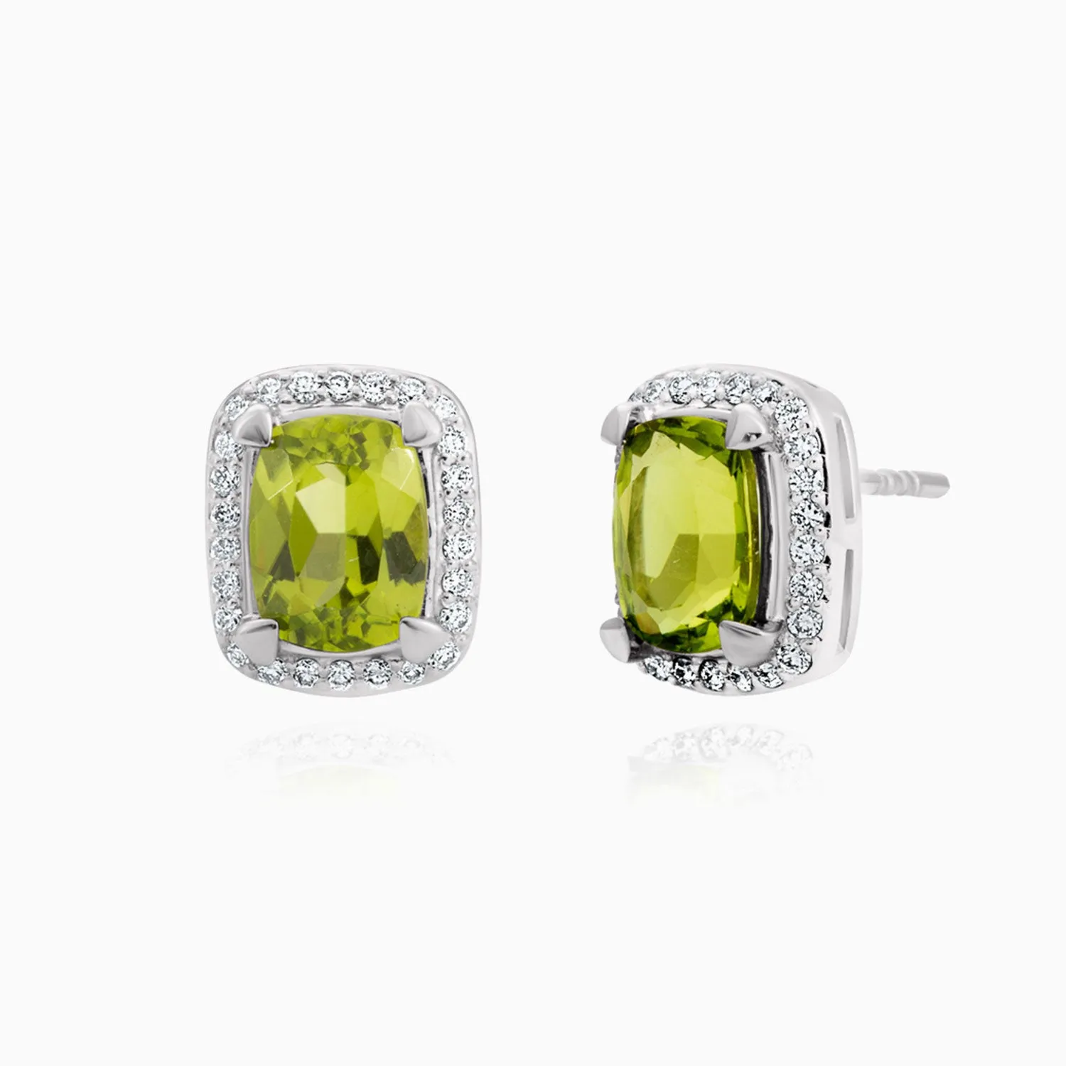 Peridot Halo Studs