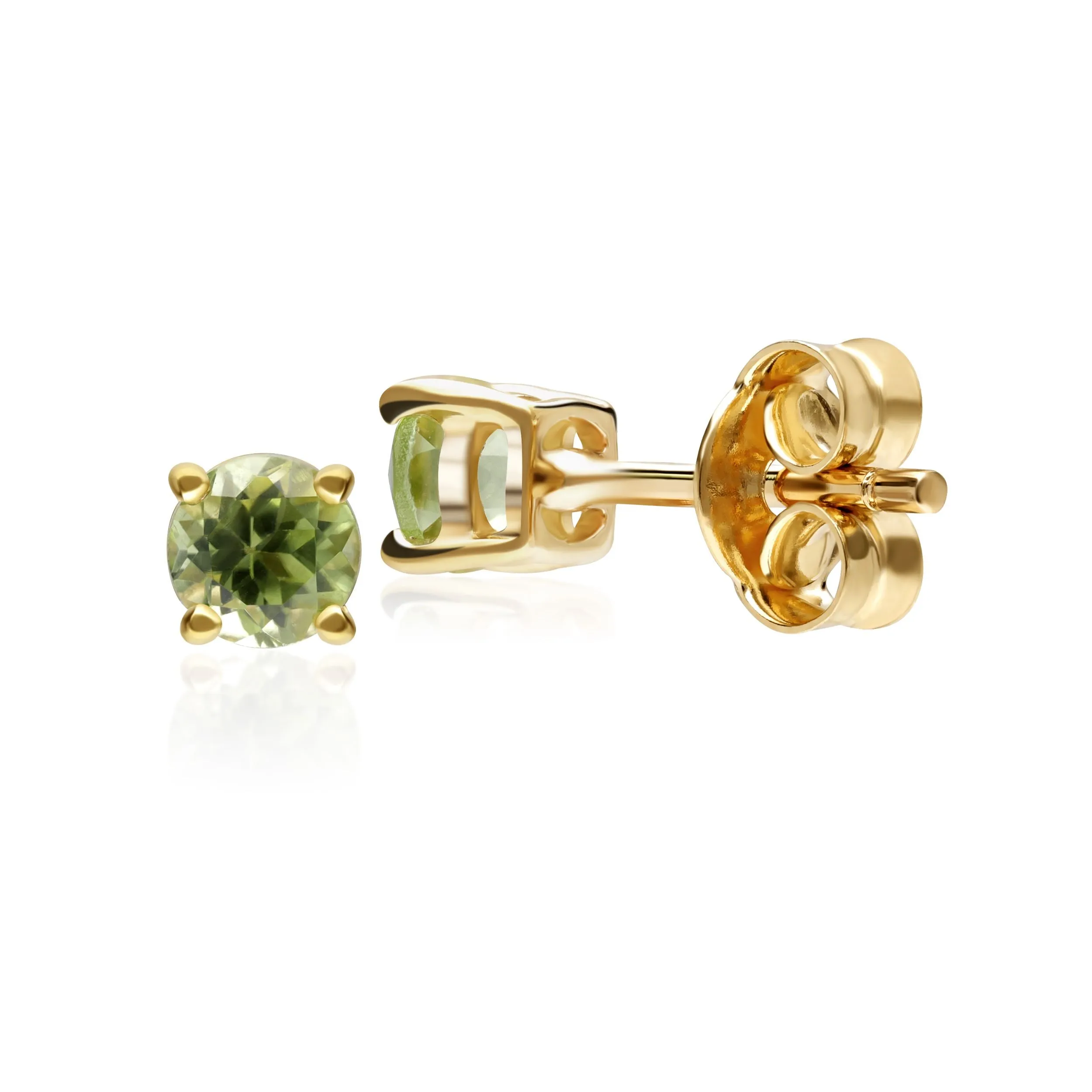 Peridot Ohrstecker, 9ct Gelbgold 0.33ct 4 Klaue Satz Peridot Runde Ohrstecker Ohrringe 3.50mm