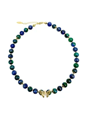 Phoenix Lapis with Butterfly Pendant Necklace LN043