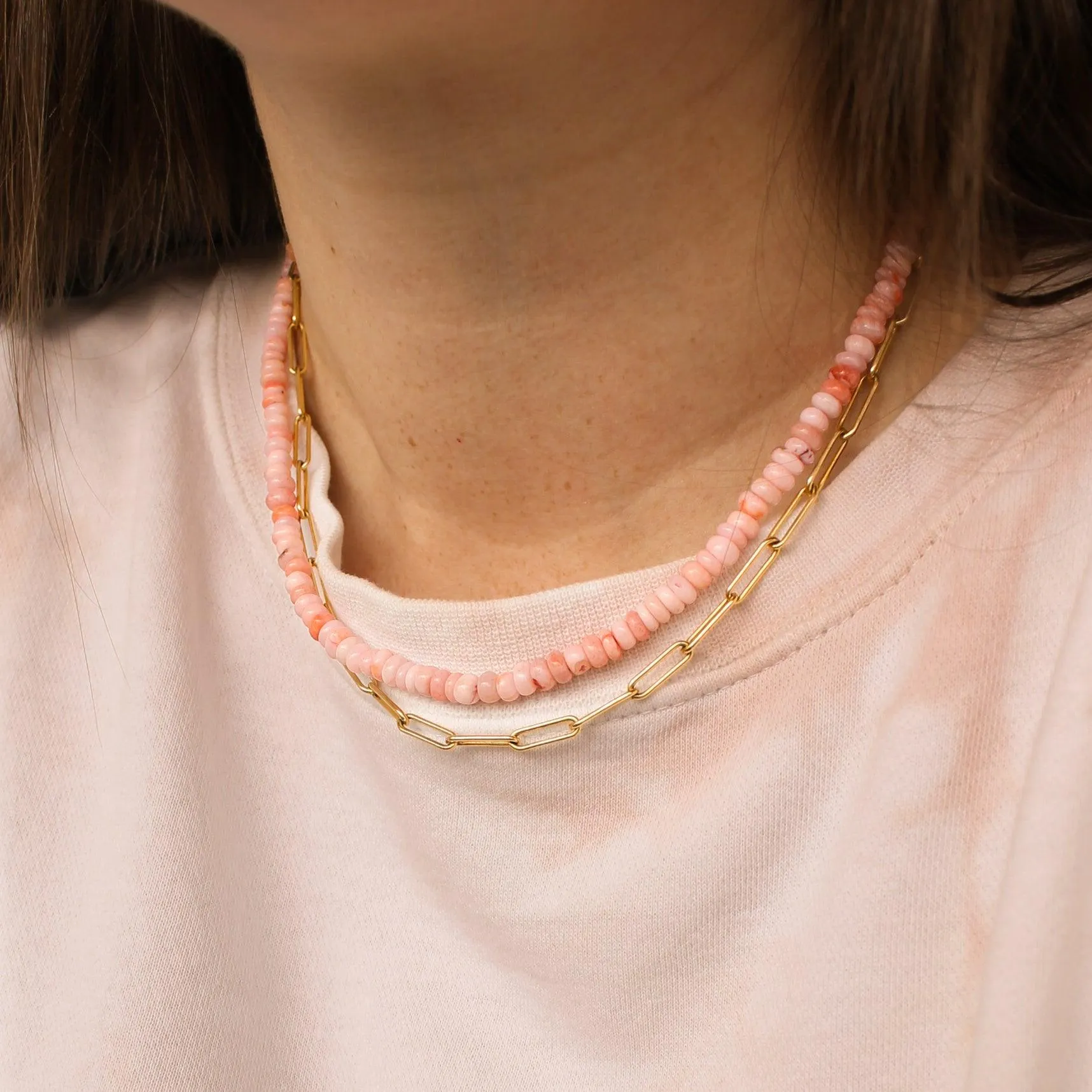 Pink Opal Beaded Necklace