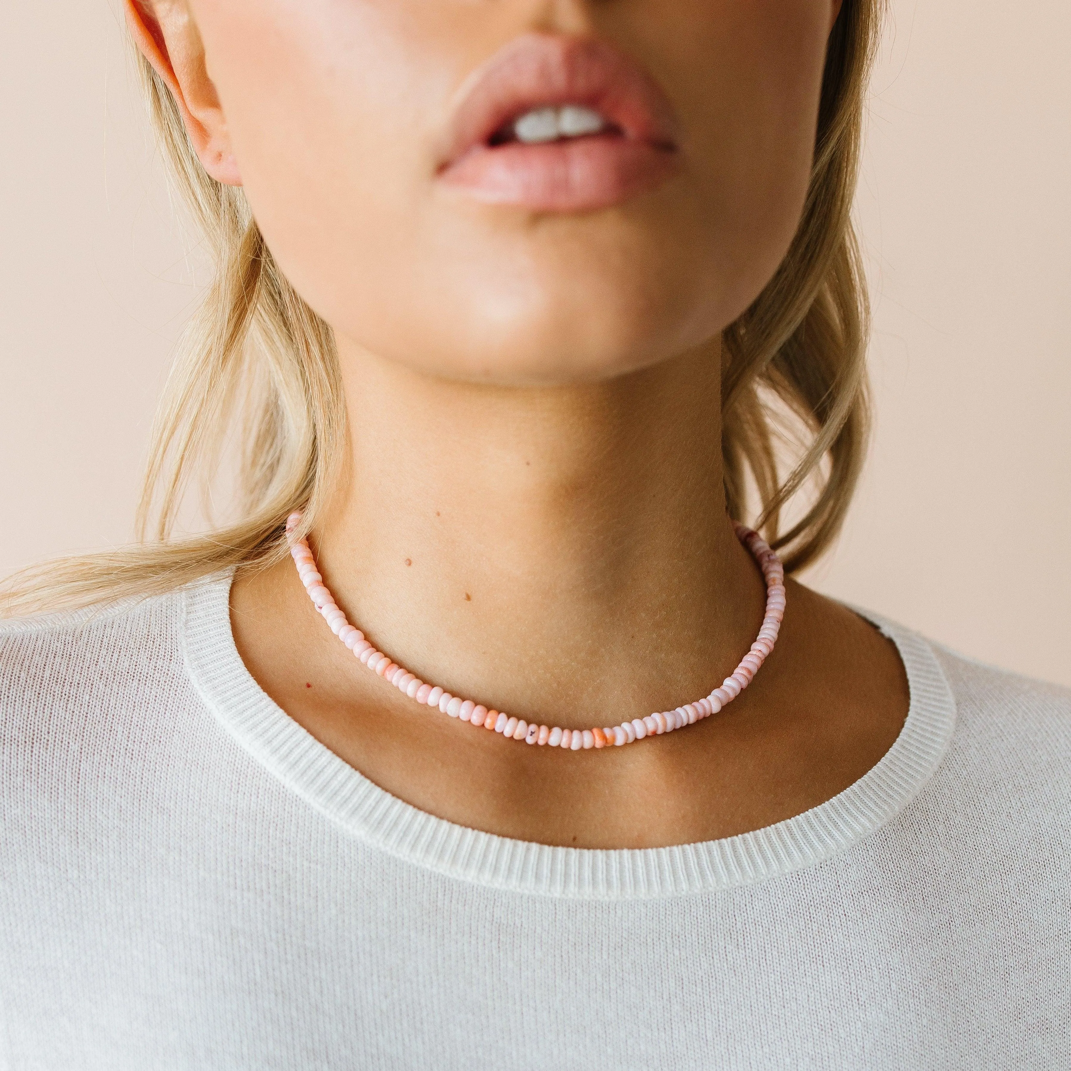 Pink Opal Beaded Necklace