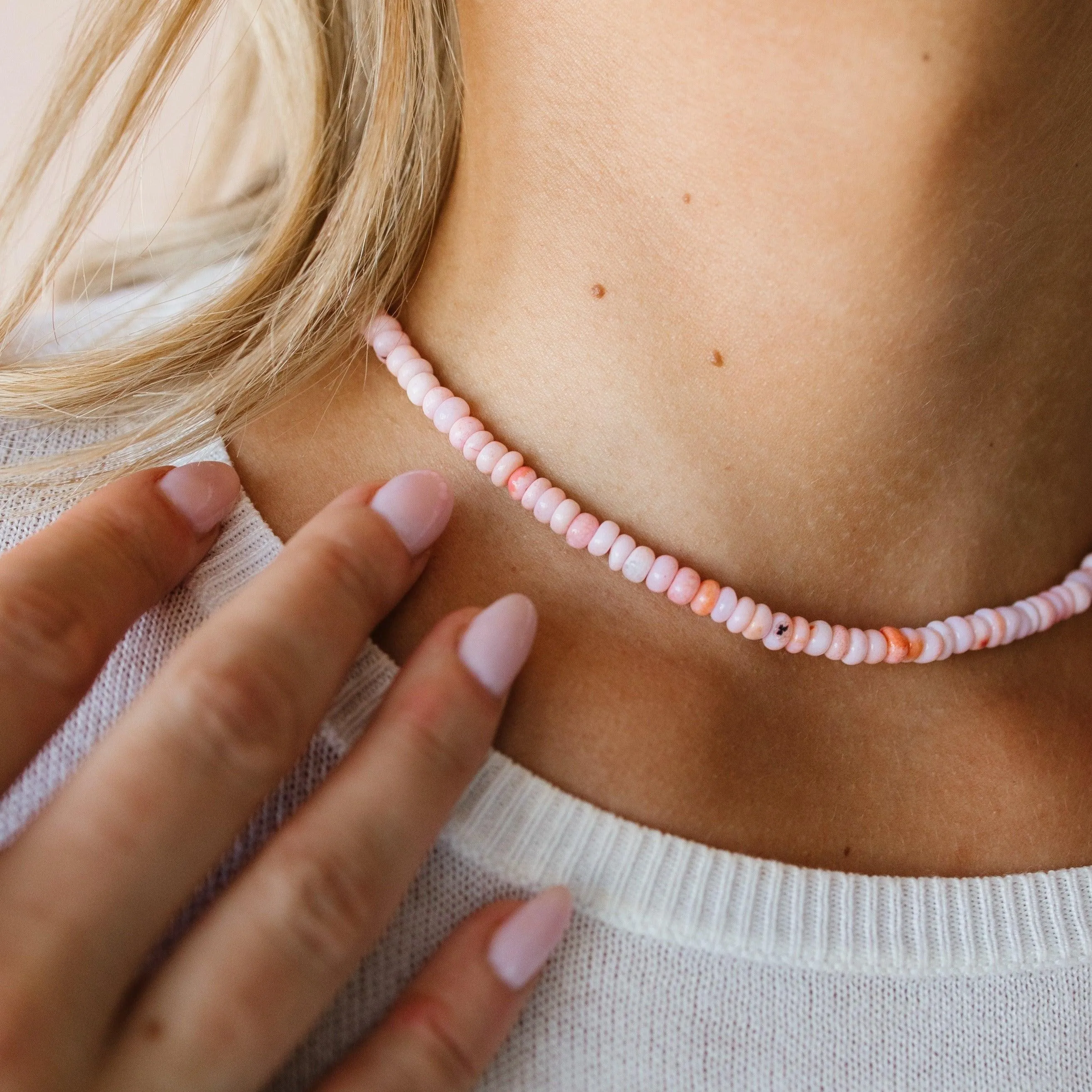 Pink Opal Beaded Necklace