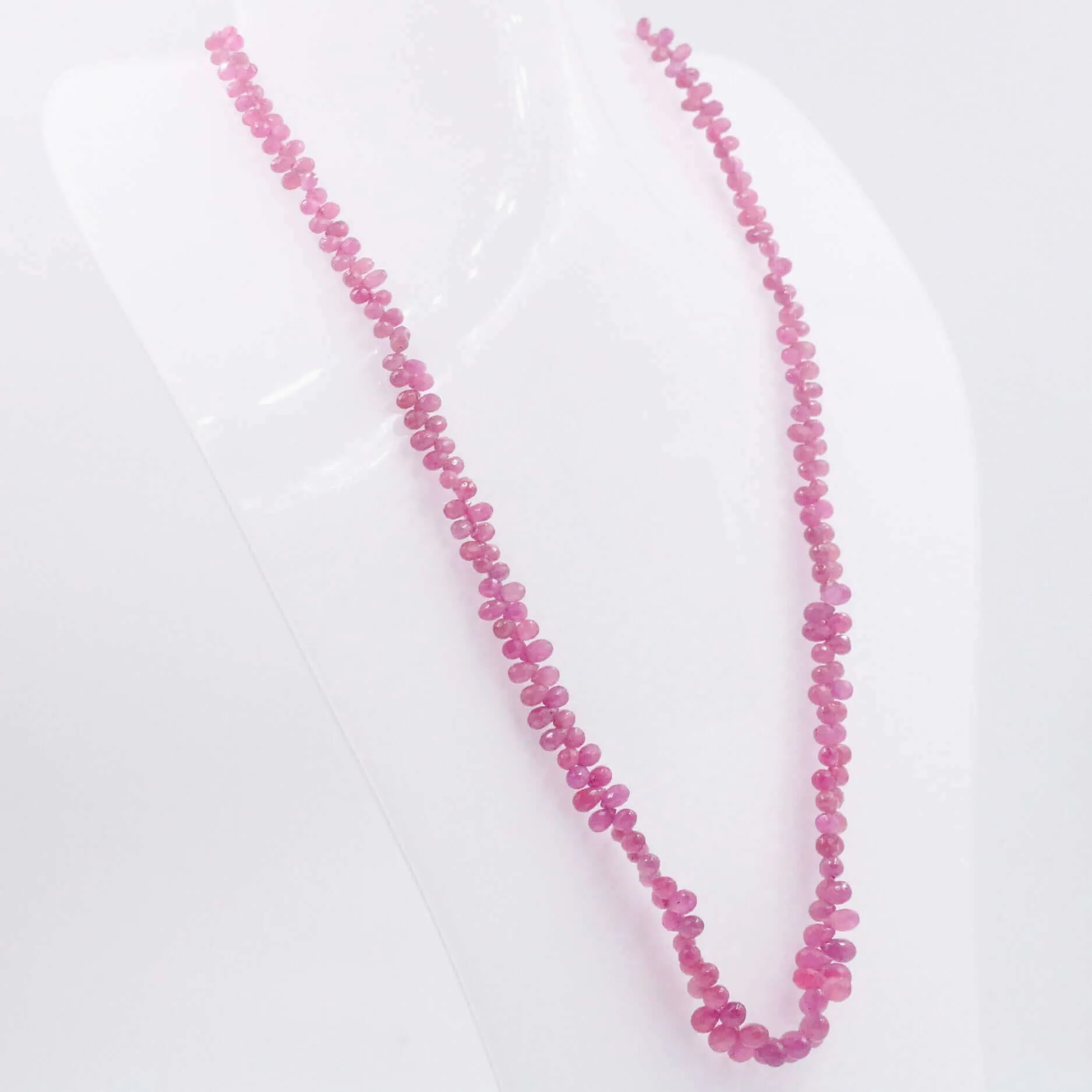 Pink Sapphire Necklace Faceted Briolette Necklace Sarafa Necklace Gemstone Necklace Beaded Long Necklace Faceted Necklace SKU 6143188