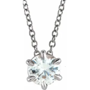 Platinum 1/2 CT Natural Diamond Solitaire 16-18" Necklace