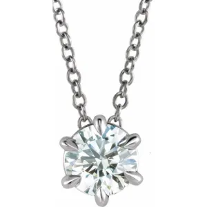 Platinum 5 mm Natural White Sapphire Solitaire 16-18" Necklace