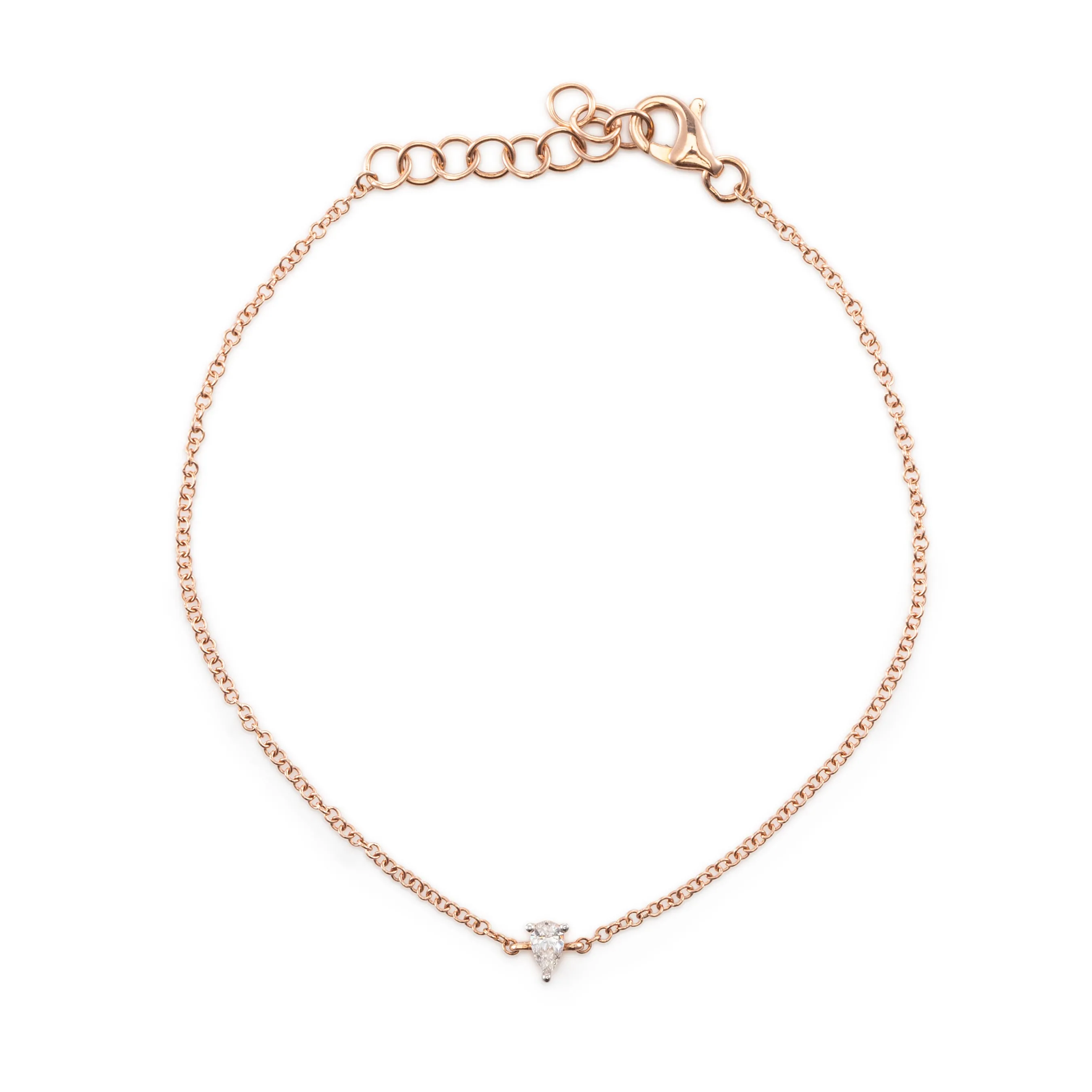 Prong Set Pear Shaped Diamond Chain Bracelet