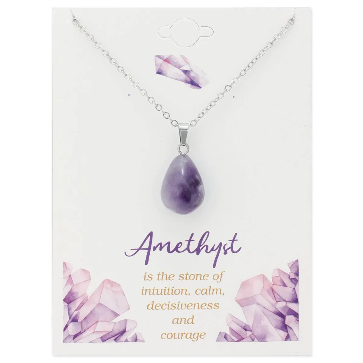 Purple Gemstone Drop Amethyst Necklace