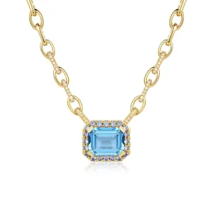 "Aqua Earth Conservation Champion" Aquamarine and Sapphire Necklace