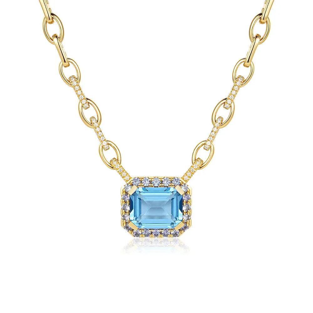 "Aqua Earth Conservation Champion" Aquamarine and Sapphire Necklace