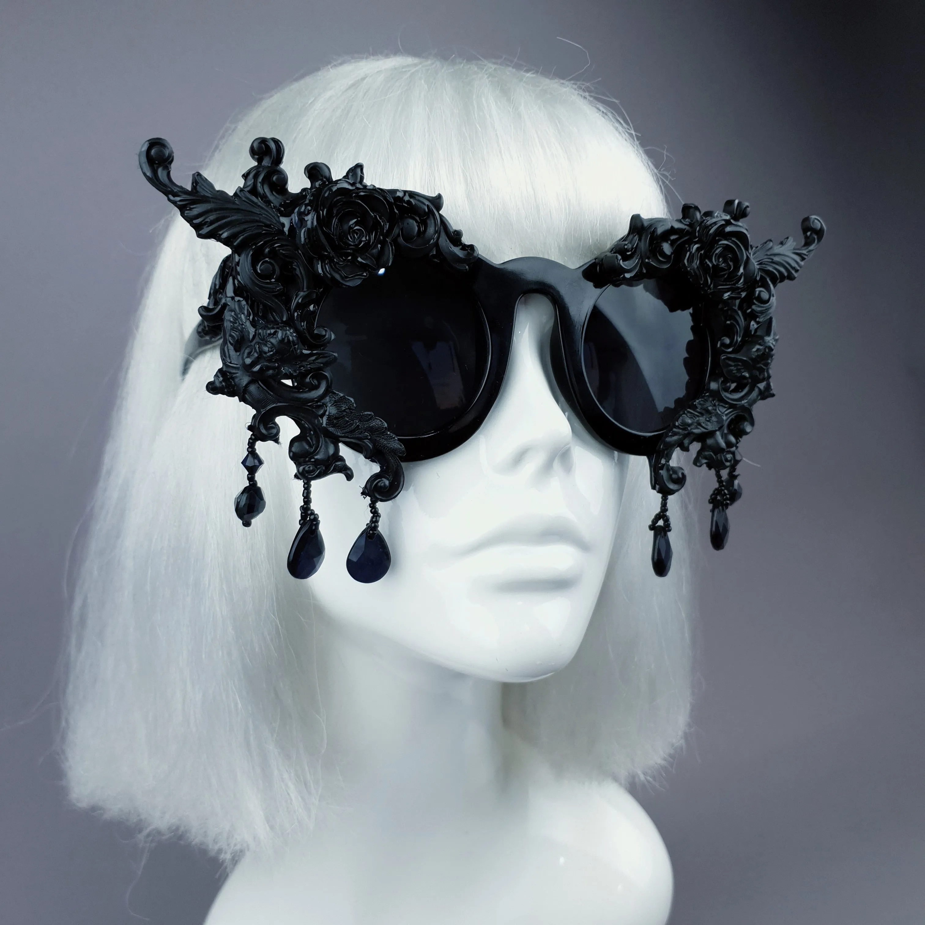 "Black Magick" Black Filigree Ornate Sunglasses