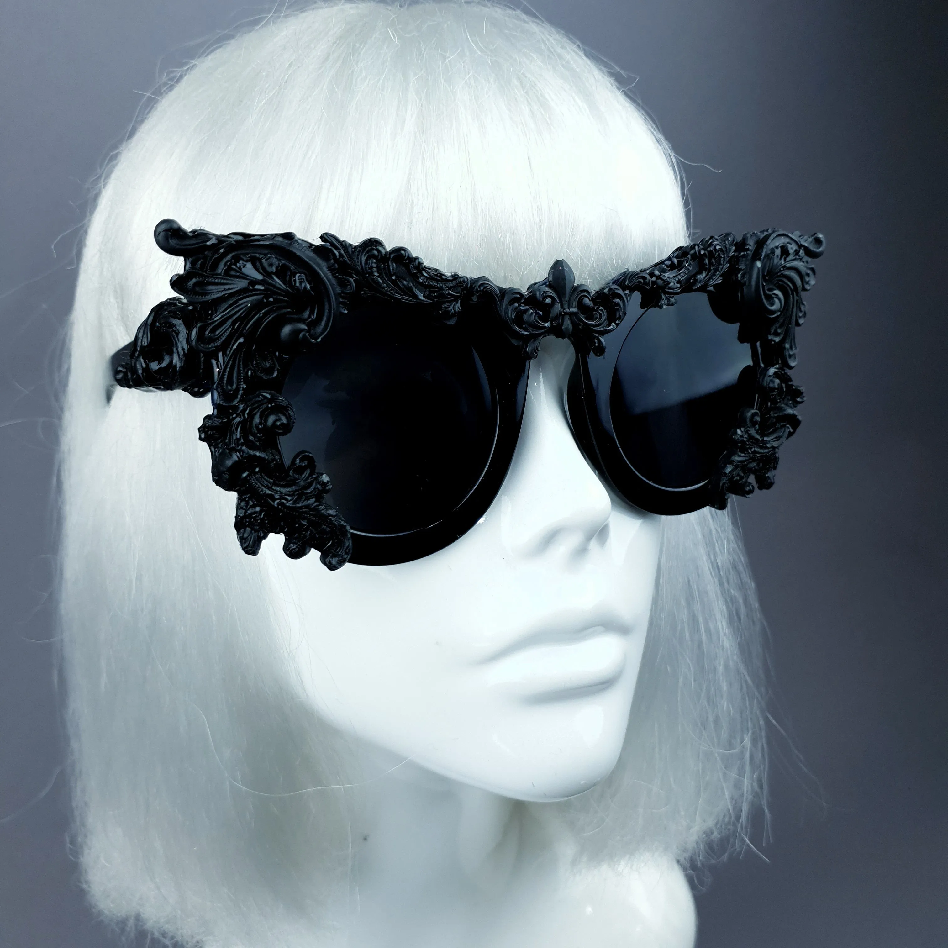 "Dabria" Black Filigree Ornate Sunglasses