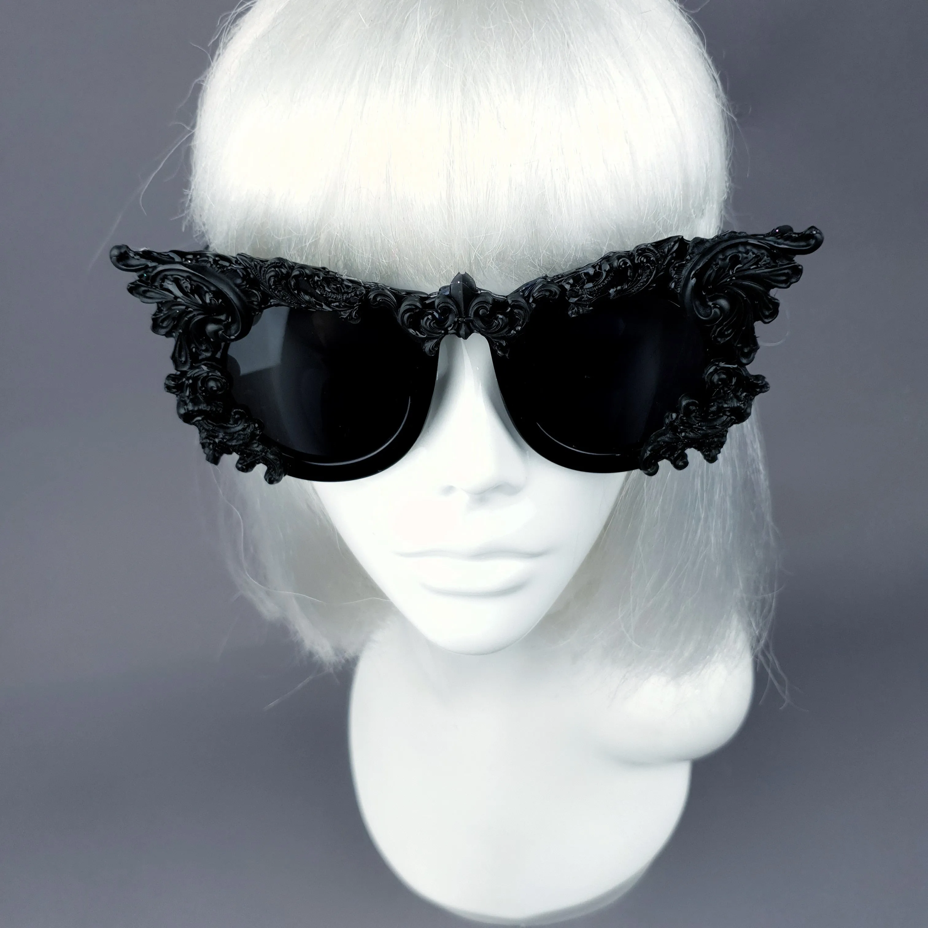 "Dabria" Black Filigree Ornate Sunglasses