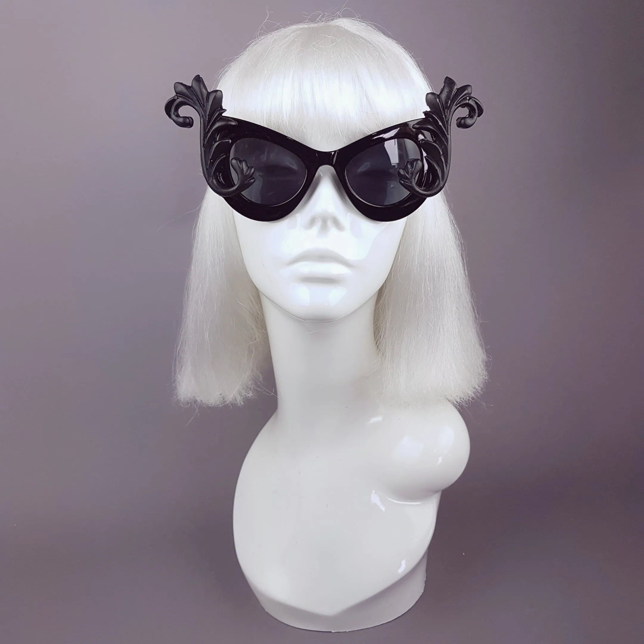 "Diva" Black Filigree Catseye Sunglasses