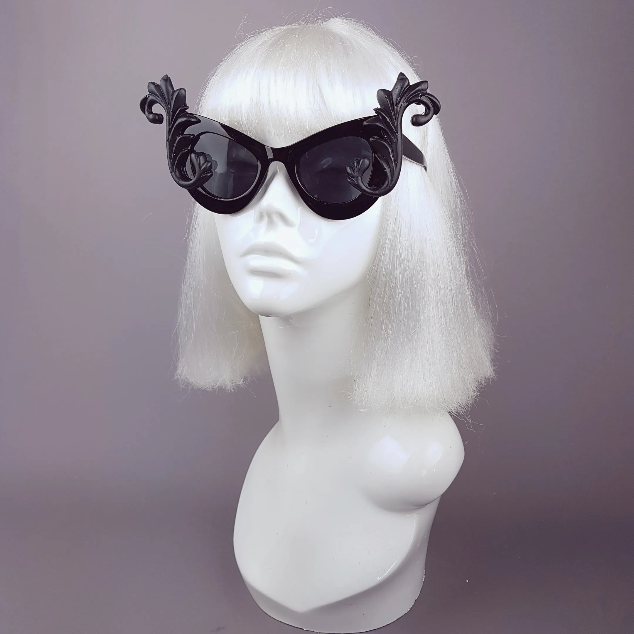 "Diva" Black Filigree Catseye Sunglasses