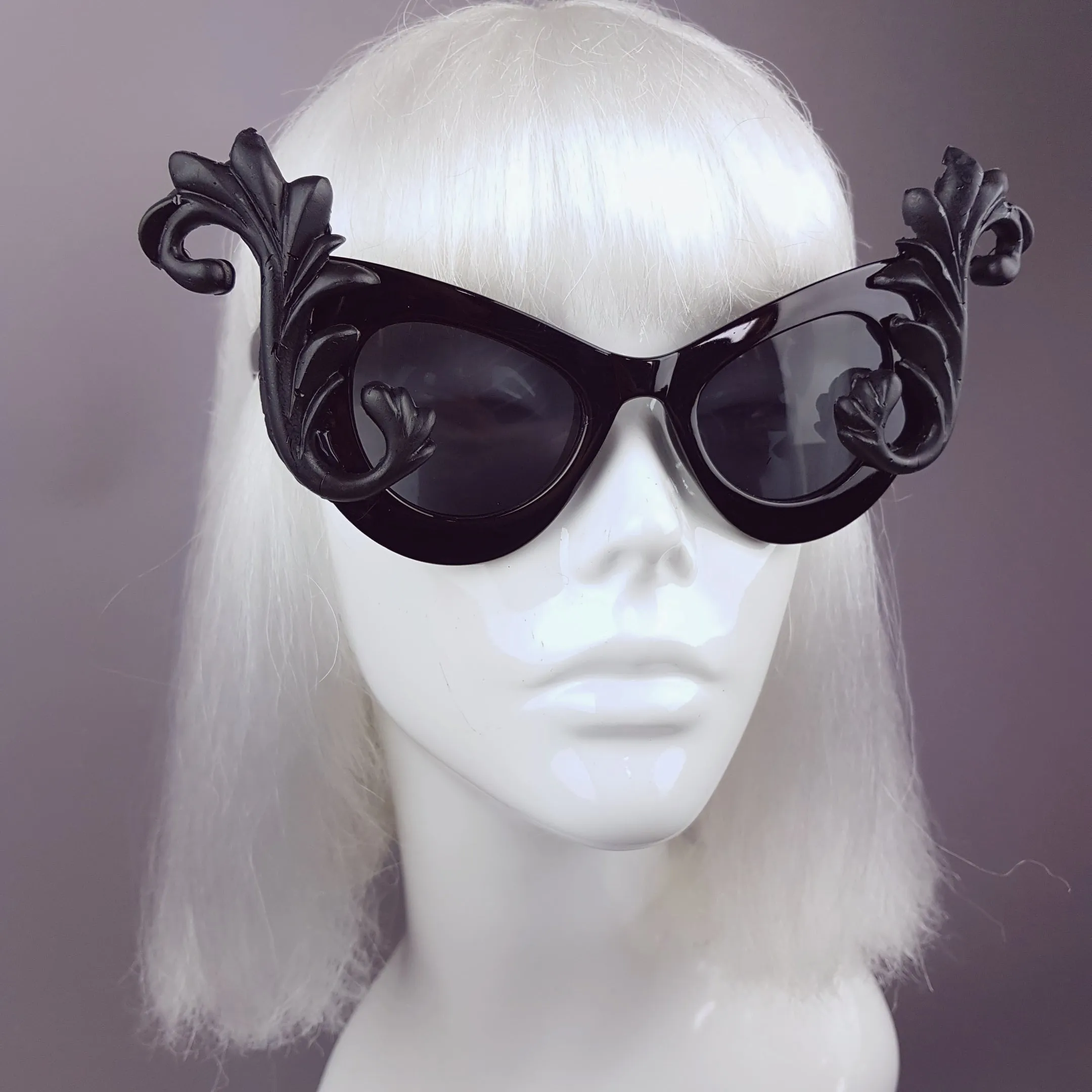 "Diva" Black Filigree Catseye Sunglasses