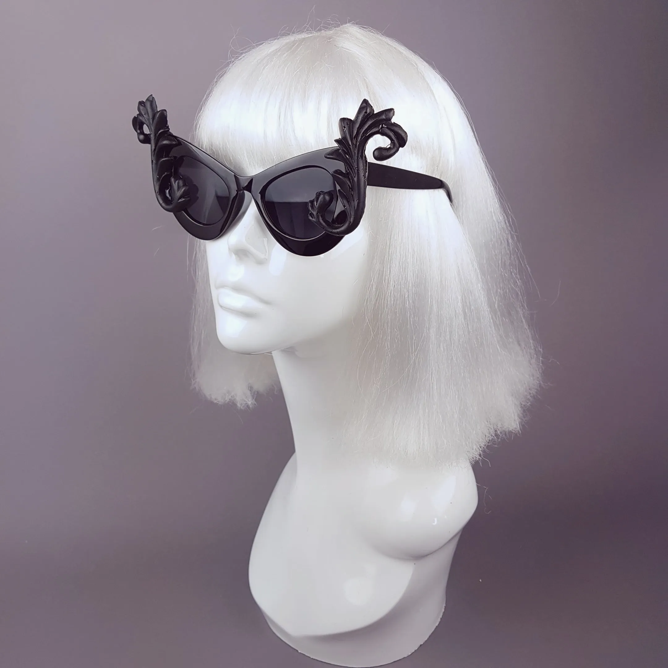 "Diva" Black Filigree Catseye Sunglasses