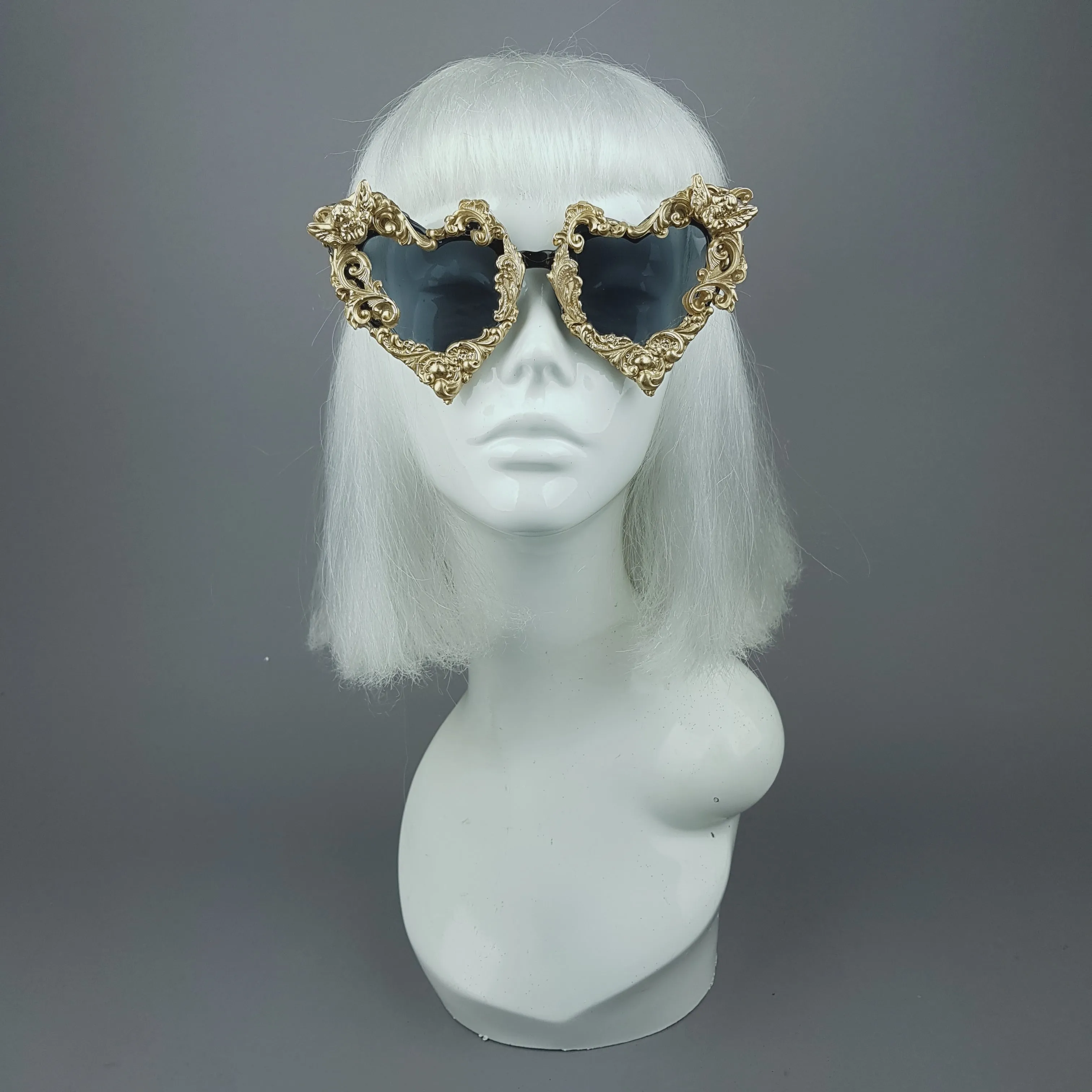 "Heart of Darkness" Gold Filigree Ornate Sunglasses