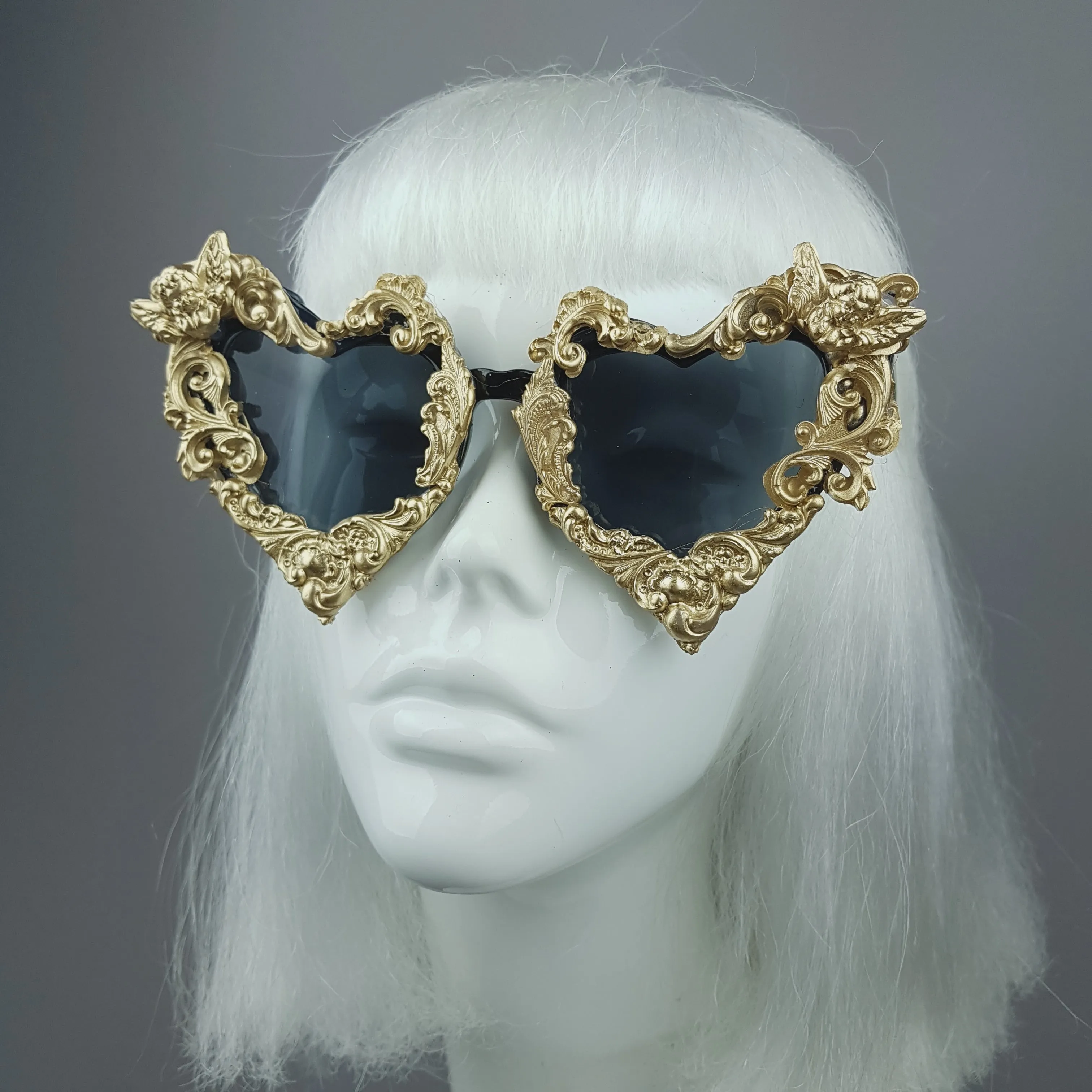 "Heart of Darkness" Gold Filigree Ornate Sunglasses