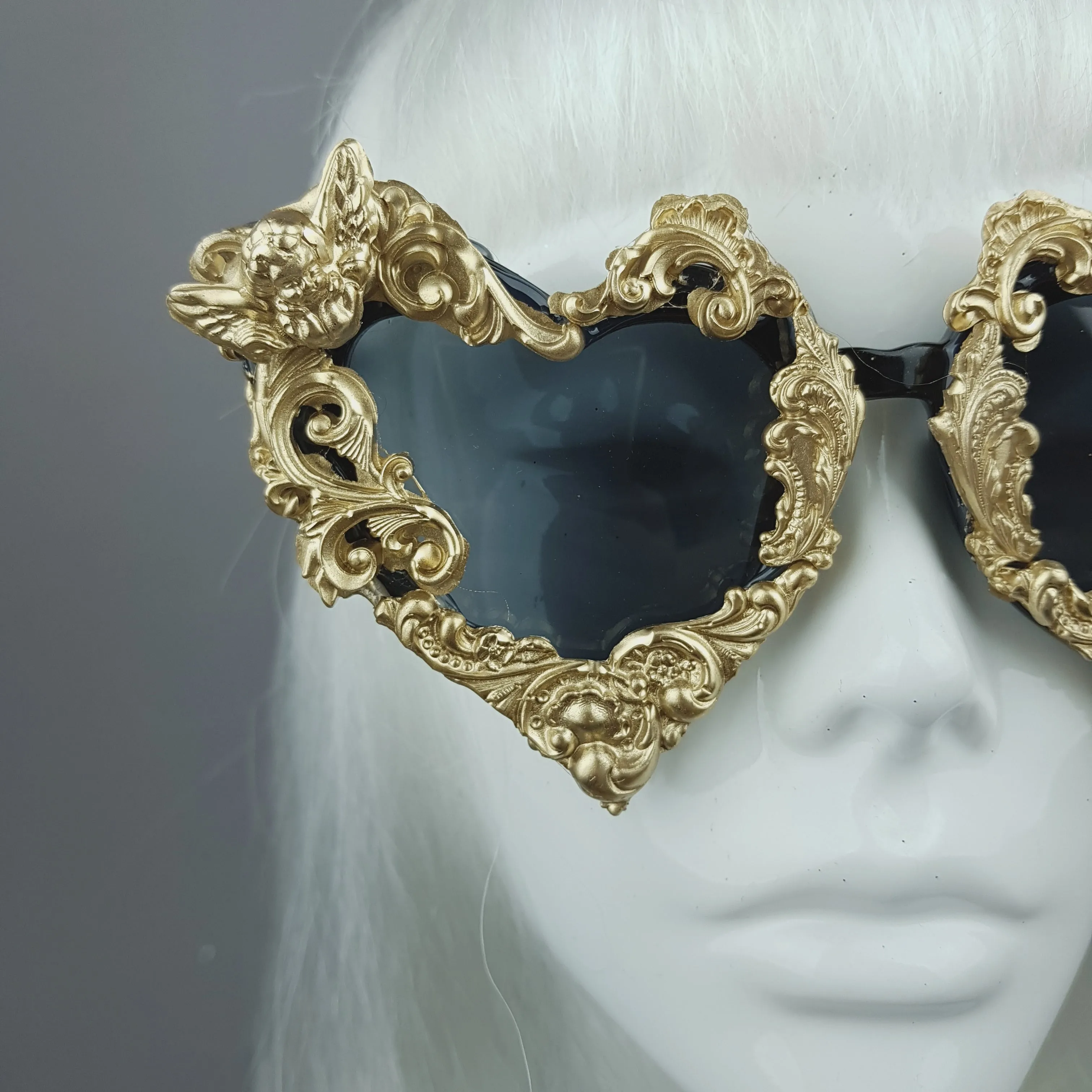 "Heart of Darkness" Gold Filigree Ornate Sunglasses