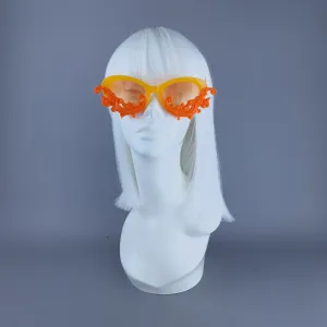 "Mara" Cat Eye Filigree Sunglasses - Orange with Orange Lenses