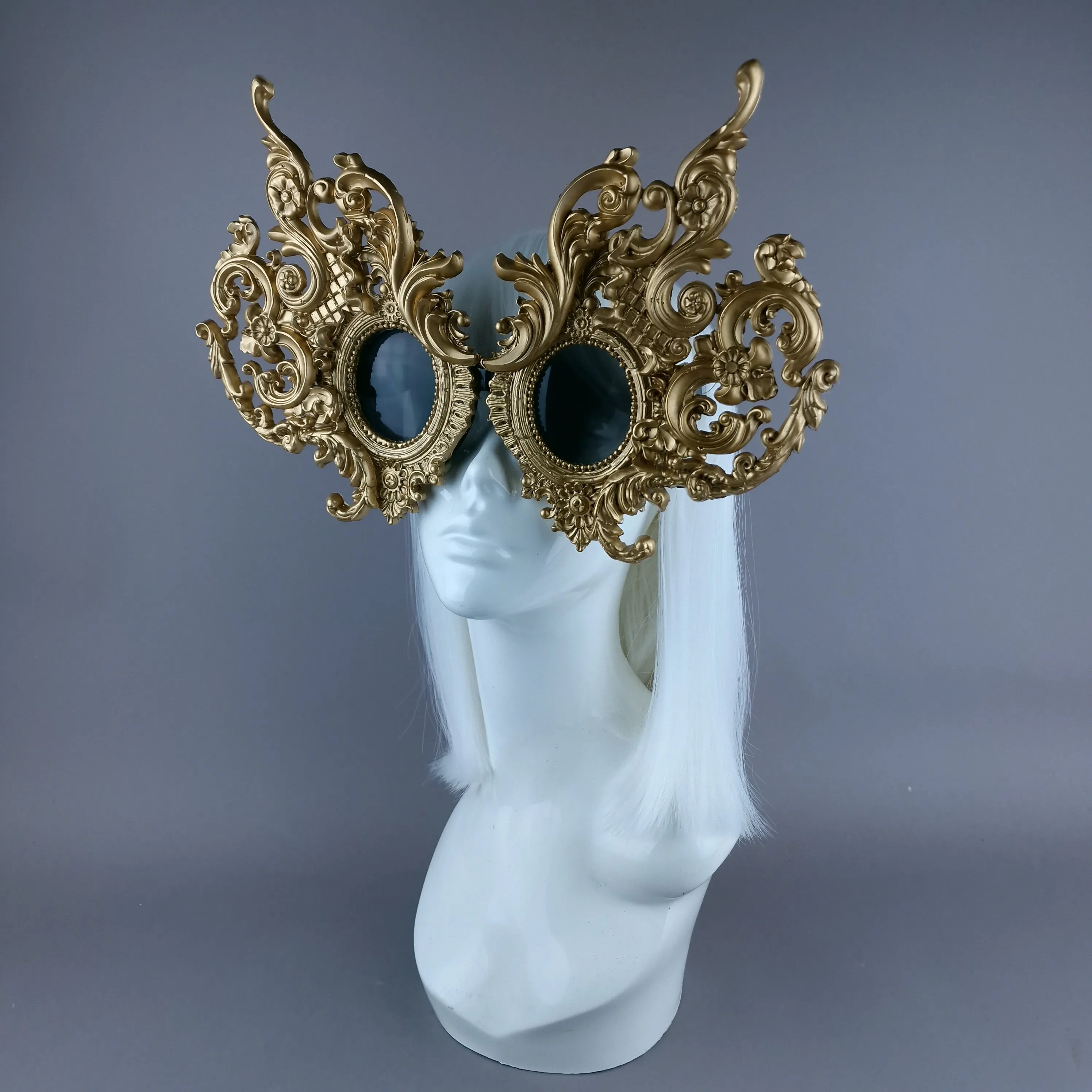 "Mōlina" Enormous OTT Gold Filigree Sunglasses Mask