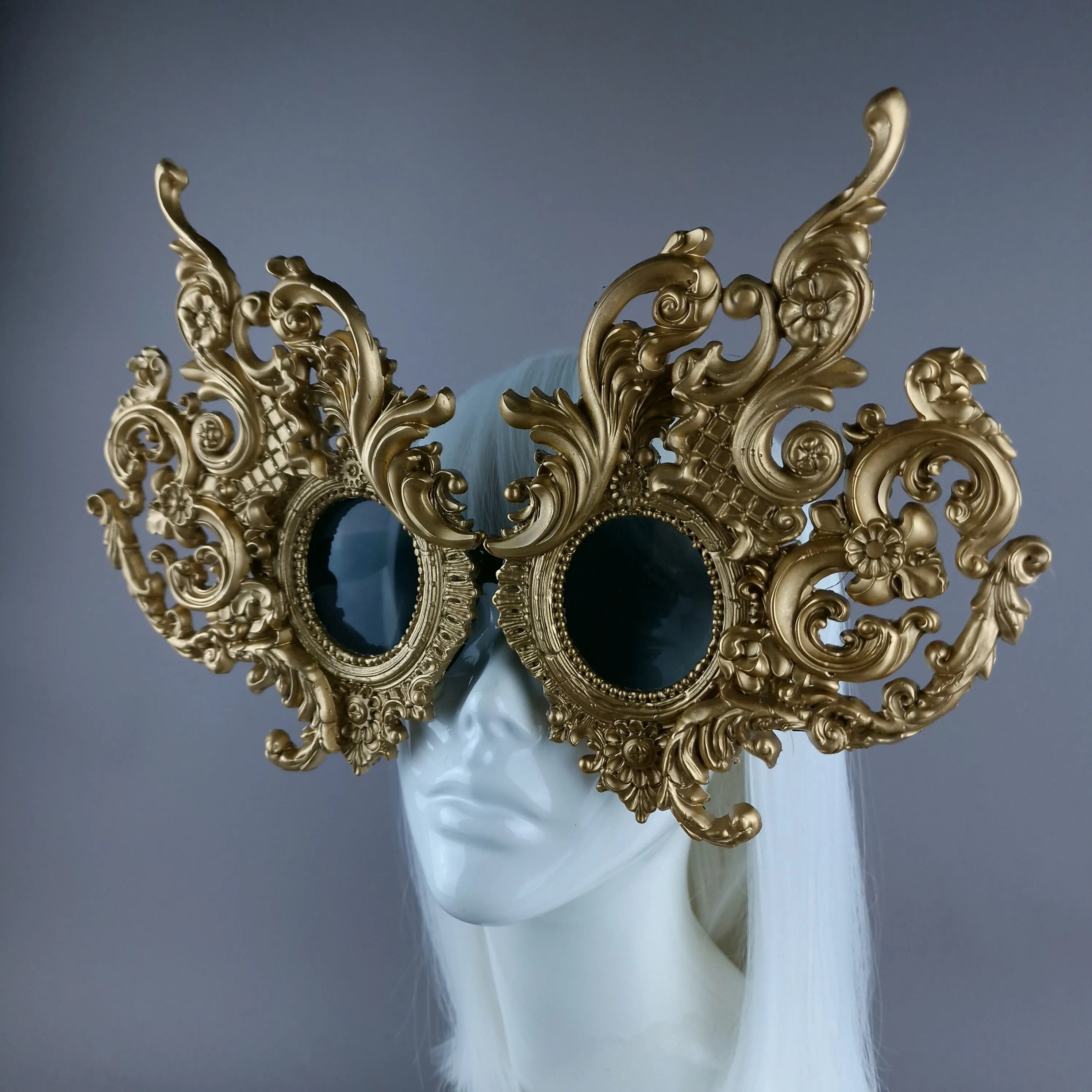 "Mōlina" Enormous OTT Gold Filigree Sunglasses Mask