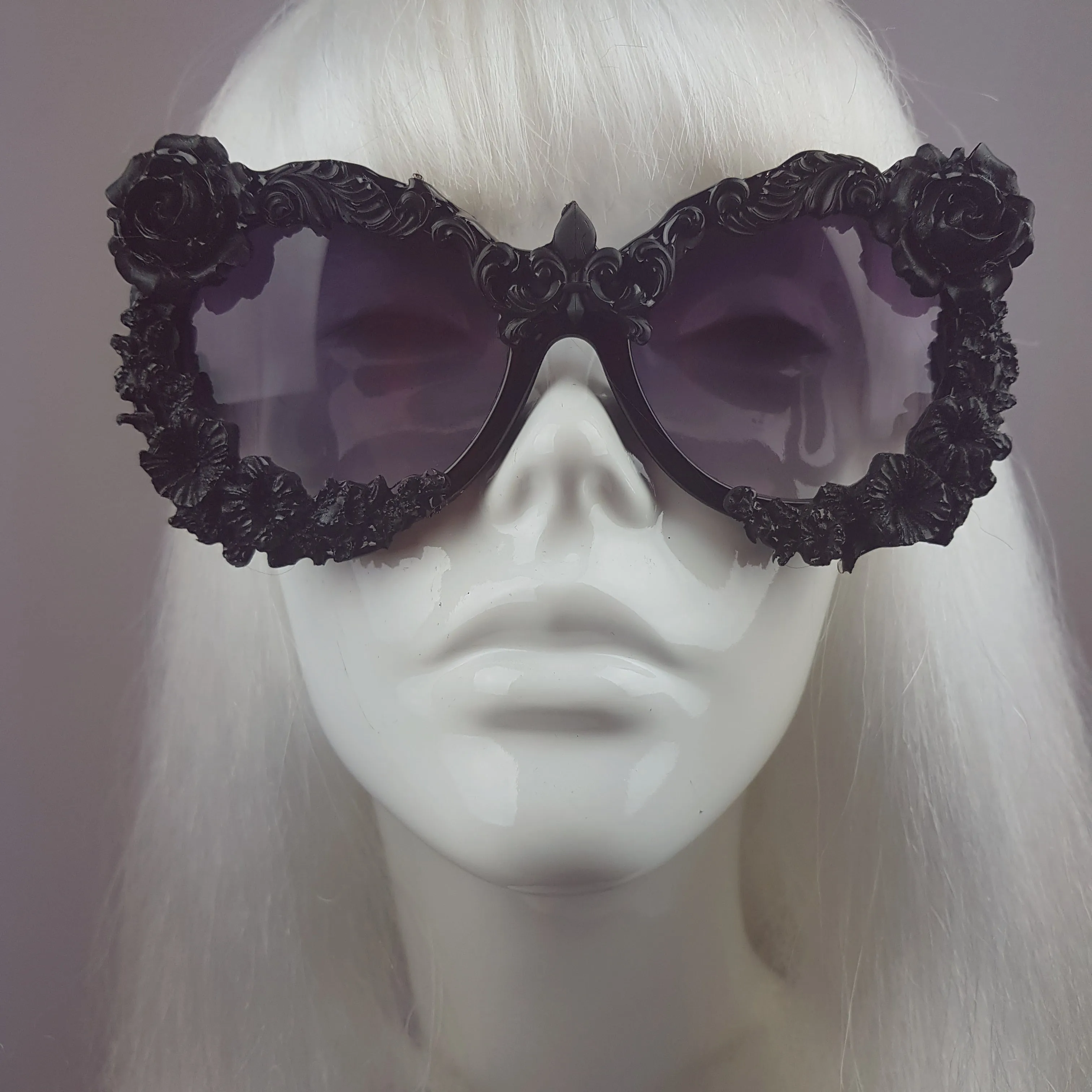 "Noonwraith" Black Rose Filigree Sunglasses