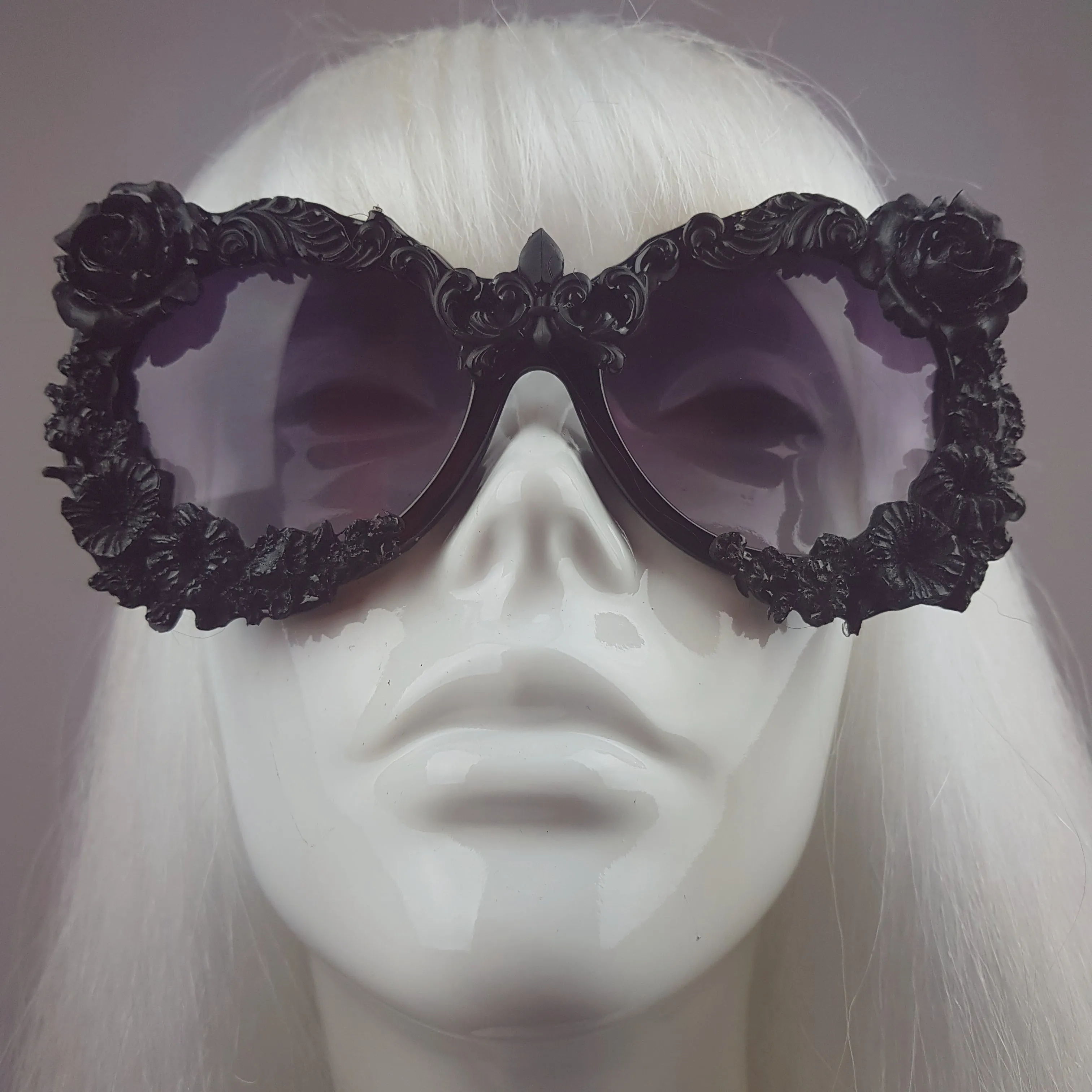 "Noonwraith" Black Rose Filigree Sunglasses