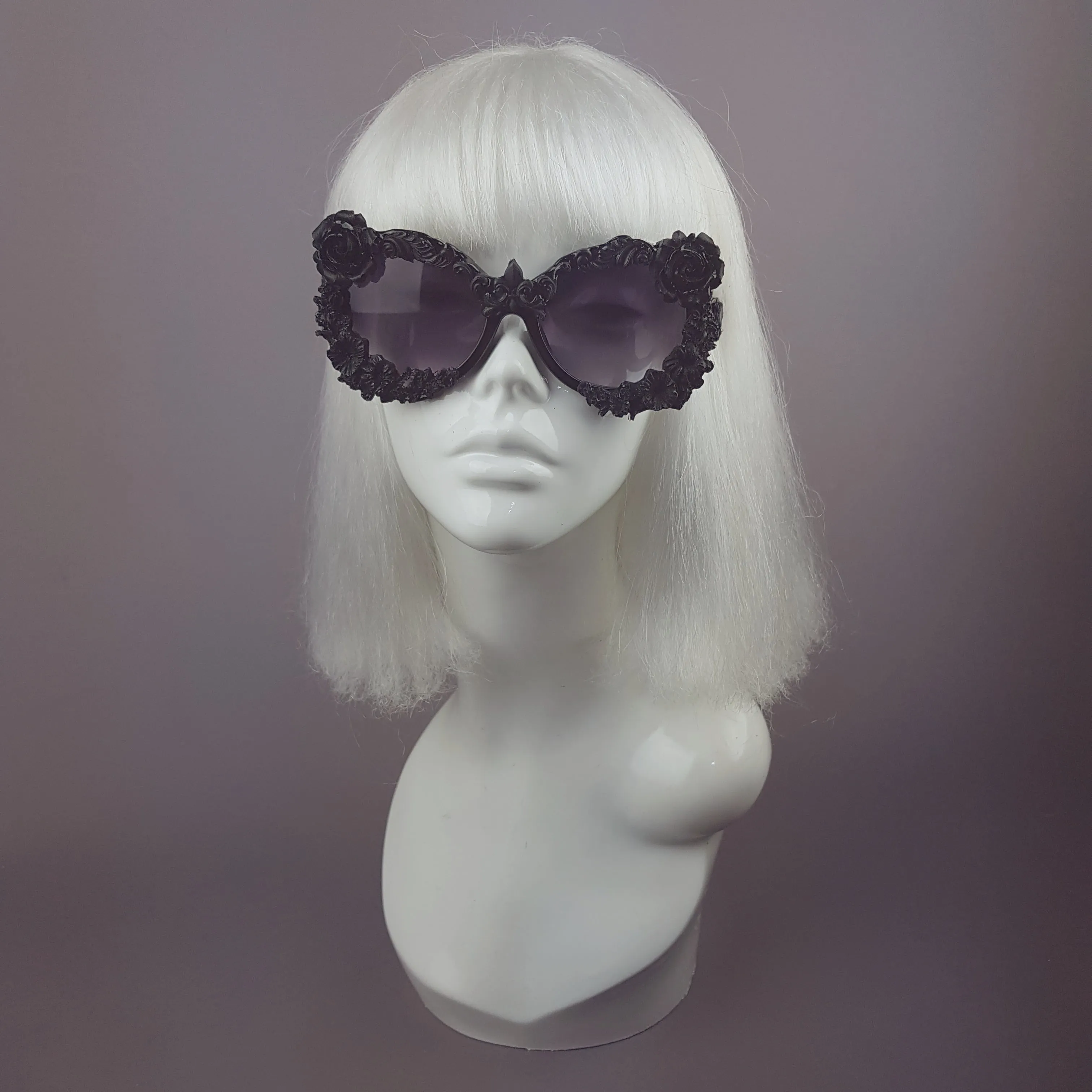 "Noonwraith" Black Rose Filigree Sunglasses