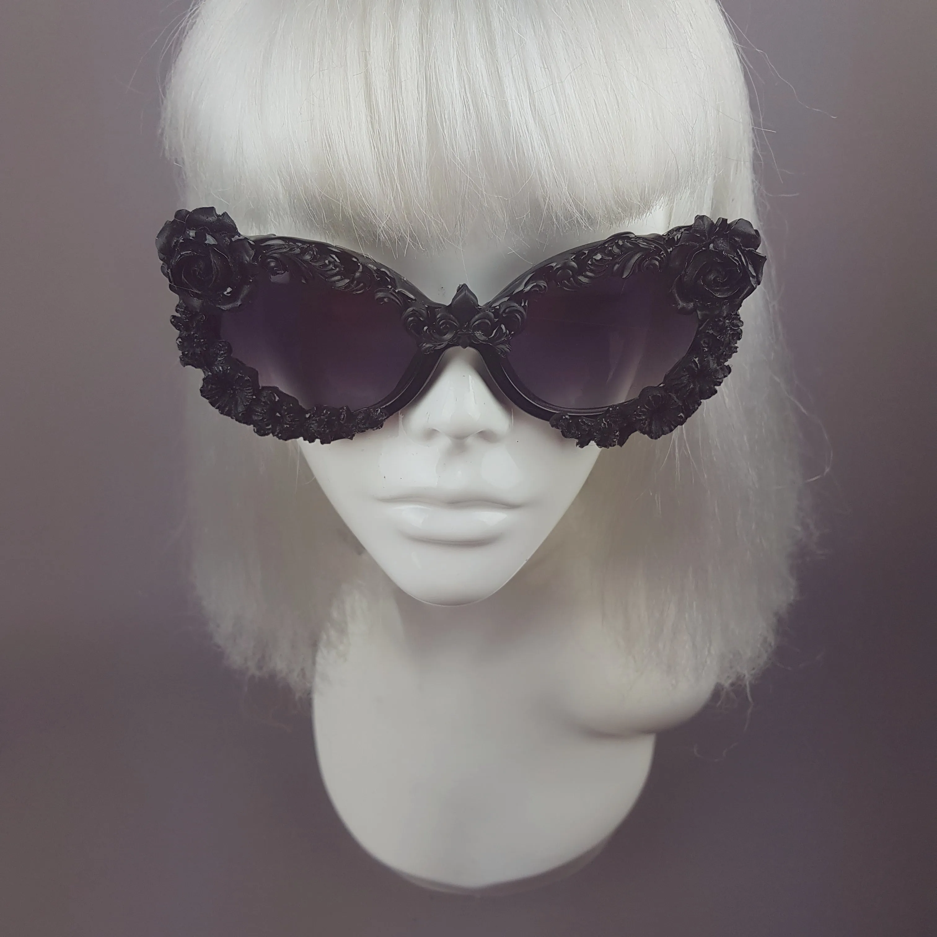 "Noonwraith" Black Rose Filigree Sunglasses