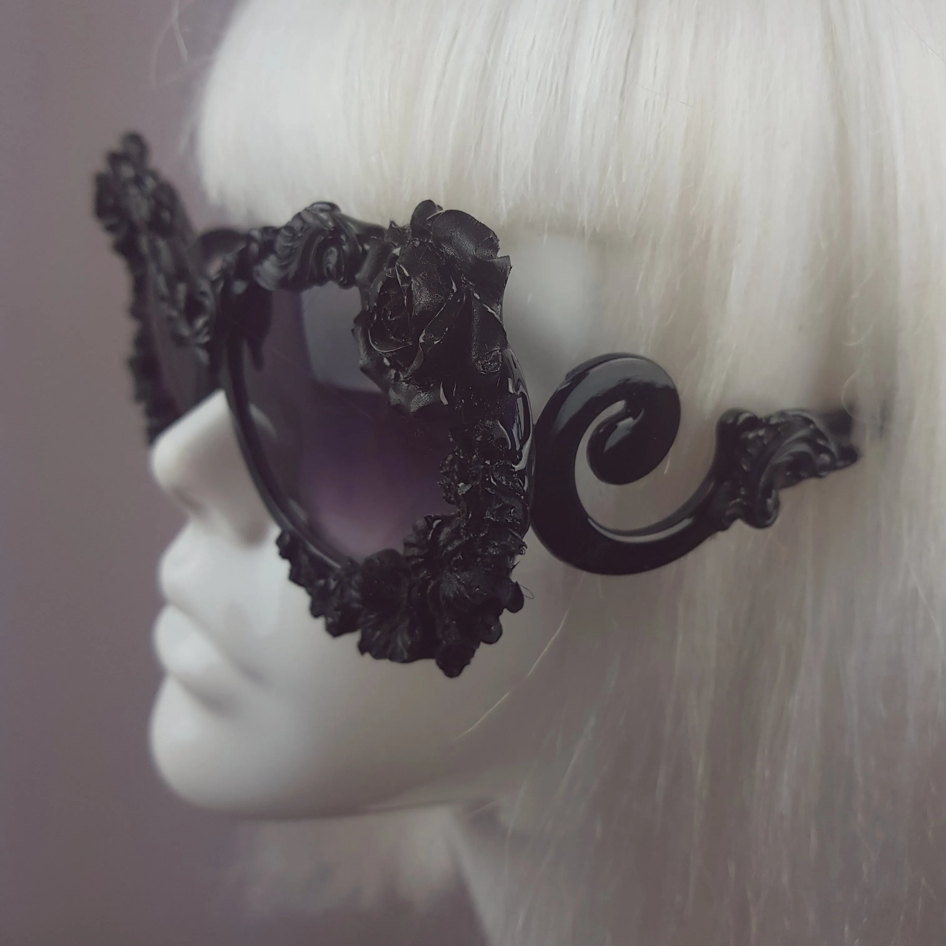 "Noonwraith" Black Rose Filigree Sunglasses