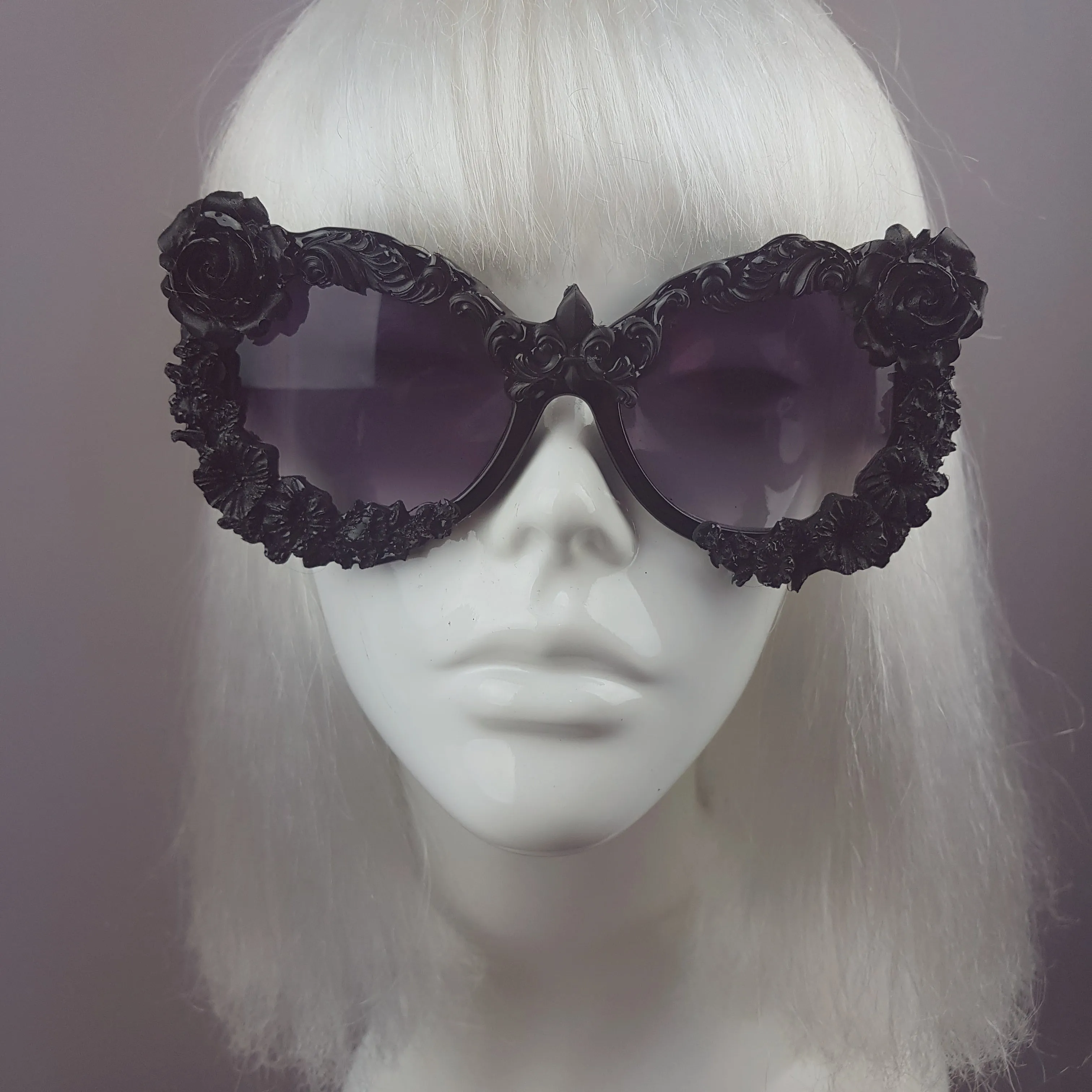 "Noonwraith" Black Rose Filigree Sunglasses