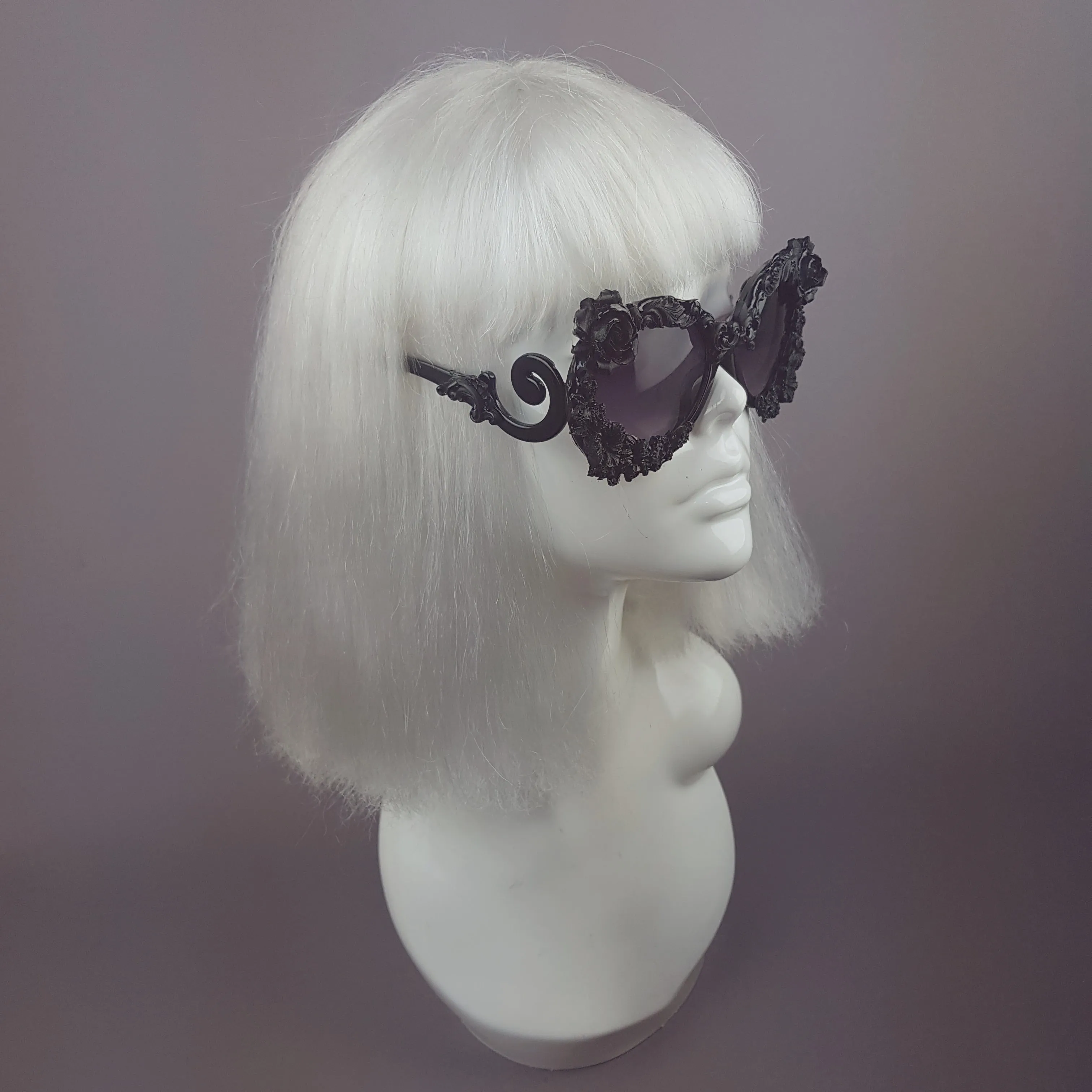 "Noonwraith" Black Rose Filigree Sunglasses