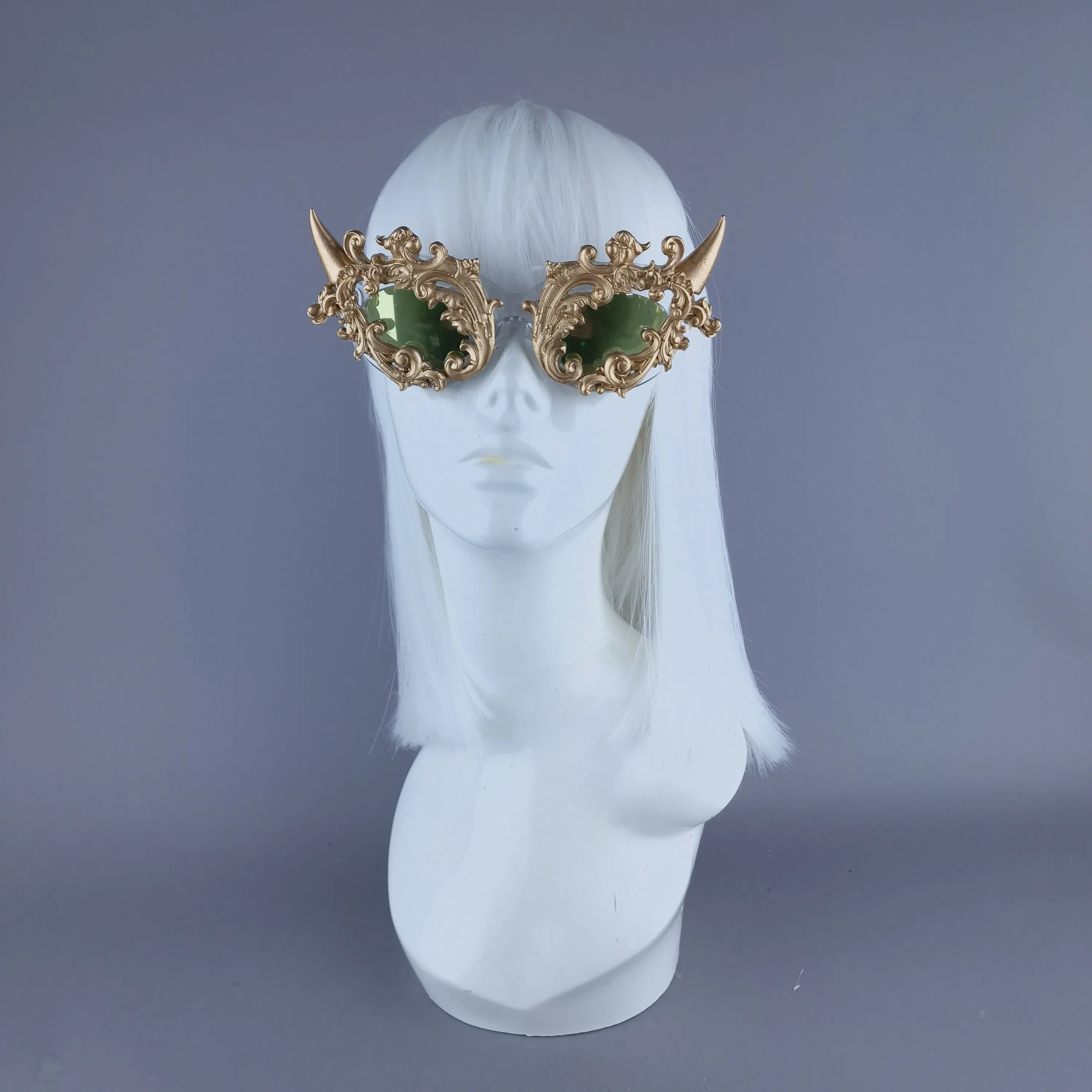 "Superbeast" Gold Filigree Ornate Devil Horn Sunglasses