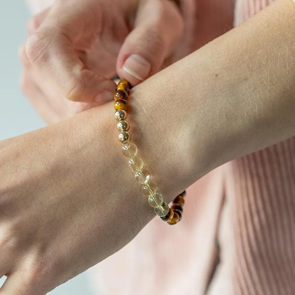 Radiant Strength Tiger Eye and Citrine Bracelet 6mm