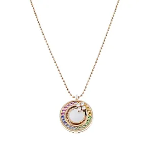 Rainbow Pendant with Sapphires, Diamonds and Mother of Pearl