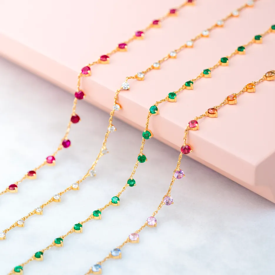 Rainbow Sapphire Confetti Necklace