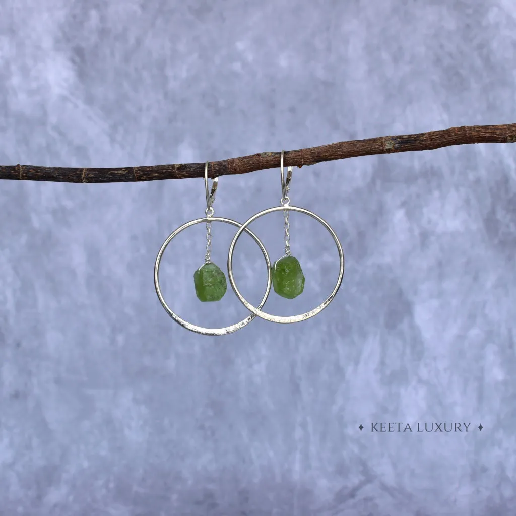 Raw & Ready - Peridot Hoop Earrings