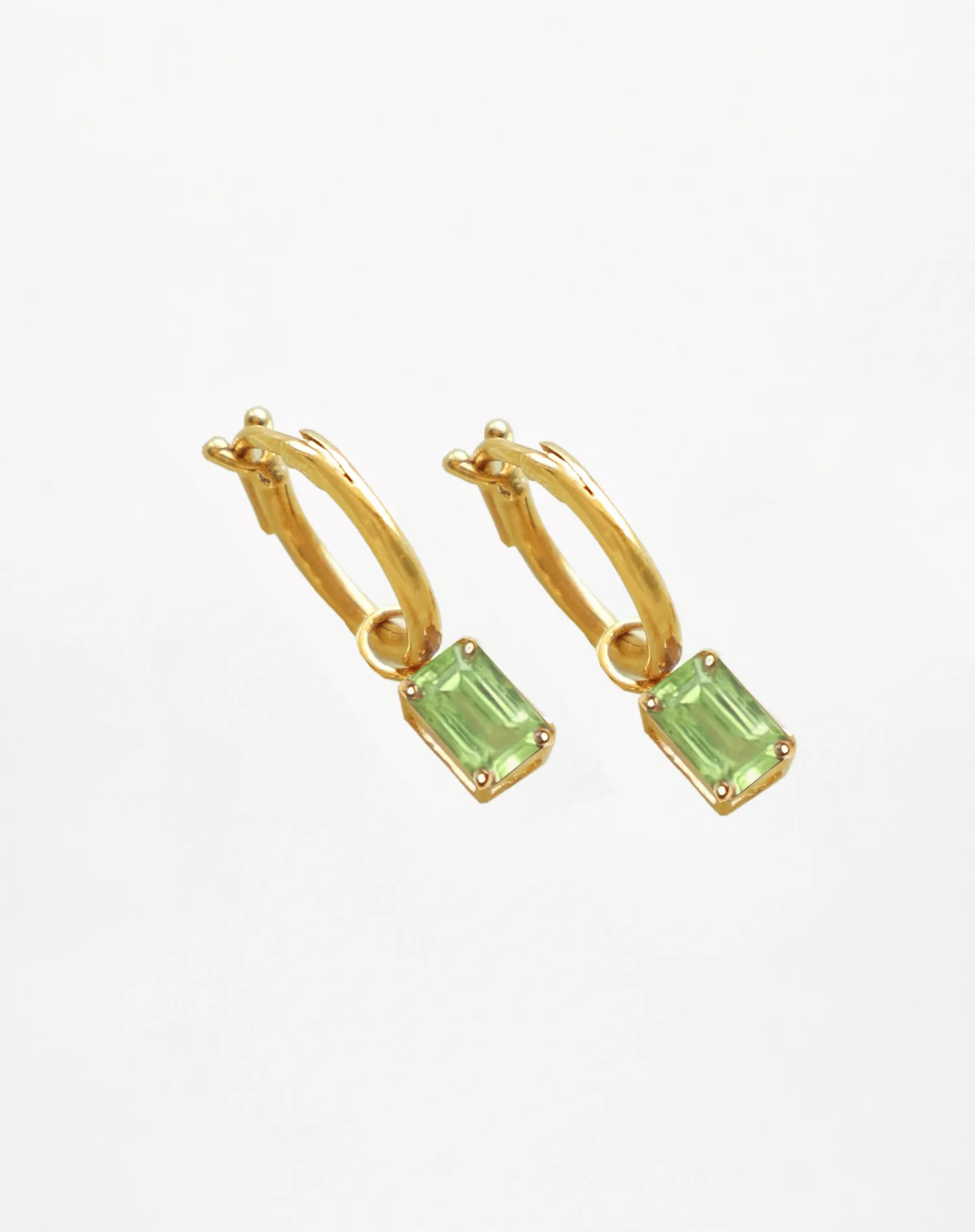 Rectangular Peridot Hoop Charms