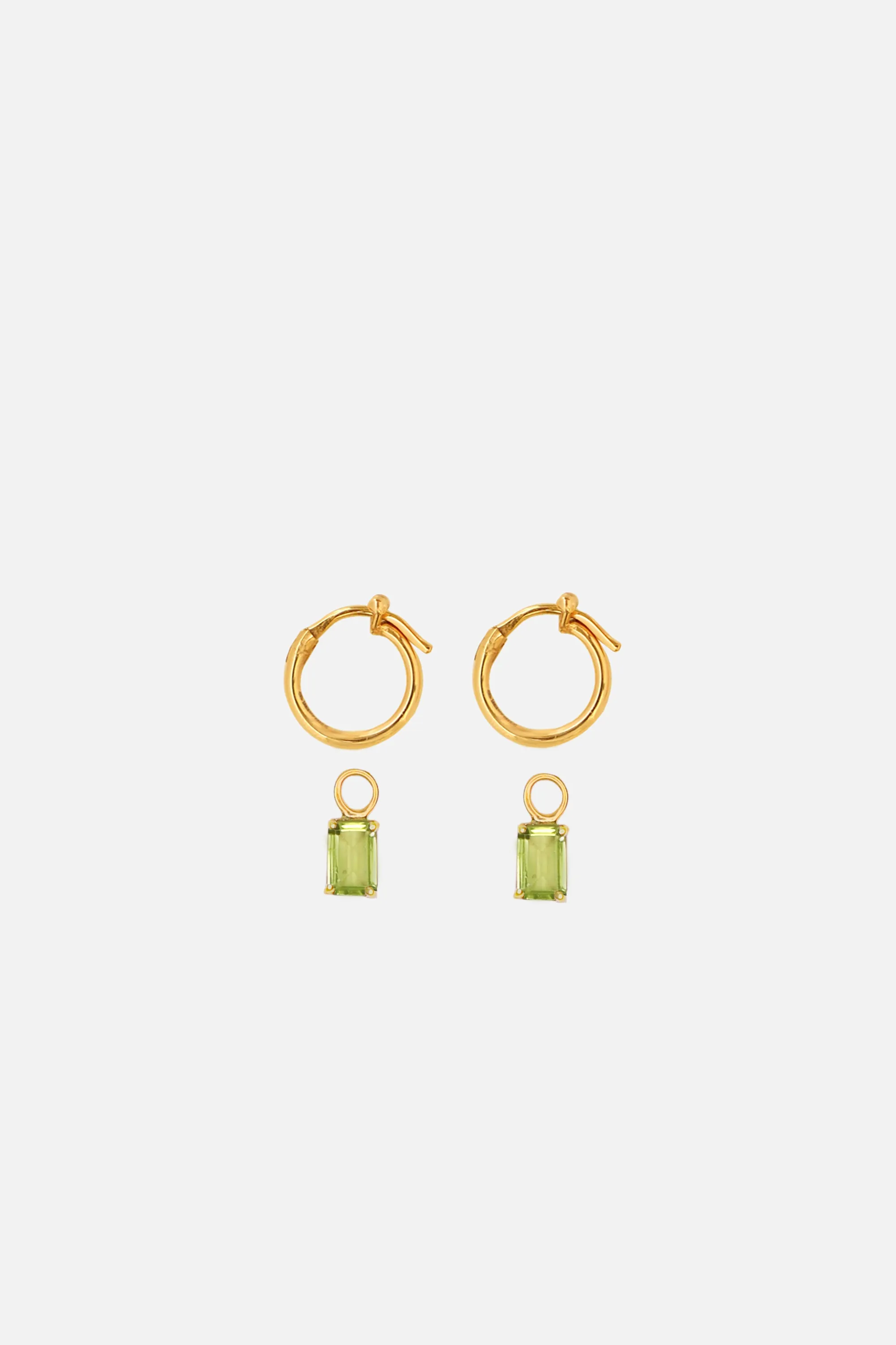 Rectangular Peridot Hoop Charms