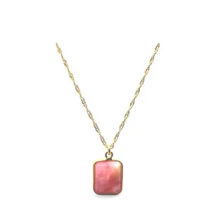 Rectangular Semi Precious Stone Necklace: Pink Opal (NCP7080PO)