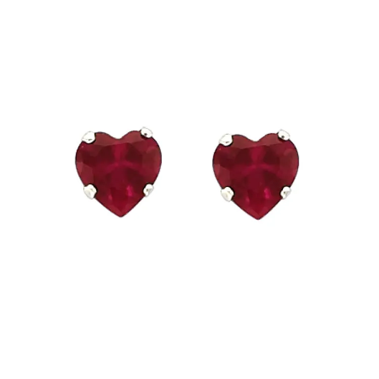 RED 5MM HEART CZ EARRINGS