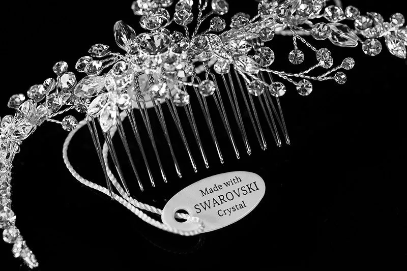 Reina Floral Spray Hair Comb | Swarovski Crystal