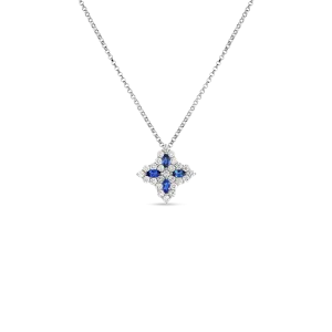 Roberto Coin 18k White Gold Diamond & Sapphire Princess Flower Necklace