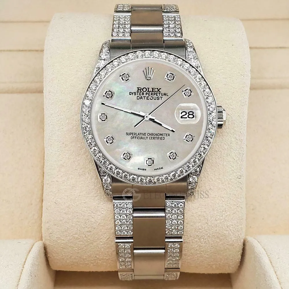 Rolex Datejust 31mm 3.5ct Diamond Bezel/Lugs/Bracelet/Champagne MOP Dial Watch TFJ-142508808