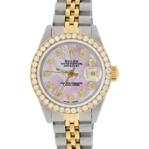 Rolex Datejust Ladies 2-Tone Gold/Steel 26mm Watch Pink MOP Diamond Dial/Bezel TFJ-142508069