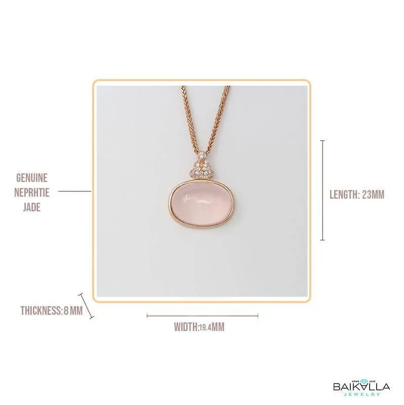 Rose Gold Plated Sterling Silver Rose Quartz Pendant Necklace With Zircon